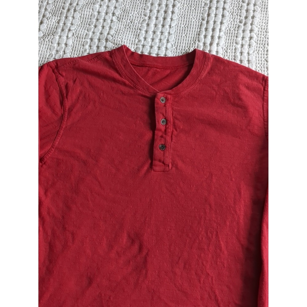 American Giant Henley Red Long Sleeve Pullover Men's Sz Large See Measurements - Picture 2 of 9